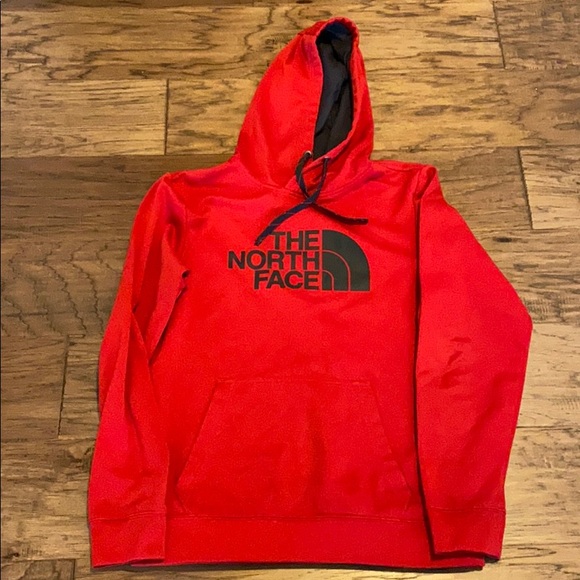 red north face hoodie mens